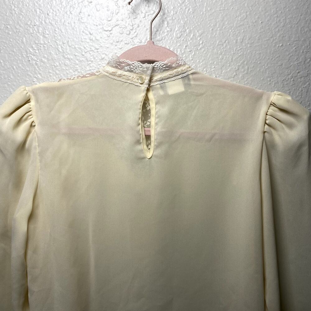 Vintage Notches White Lacy Victorian Collar Ruffle Prarie Cottage Blouse sz 7 - Picture 9 of 13